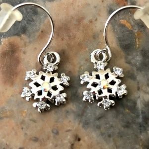 Snowflake Silver Rhinestone Earrings